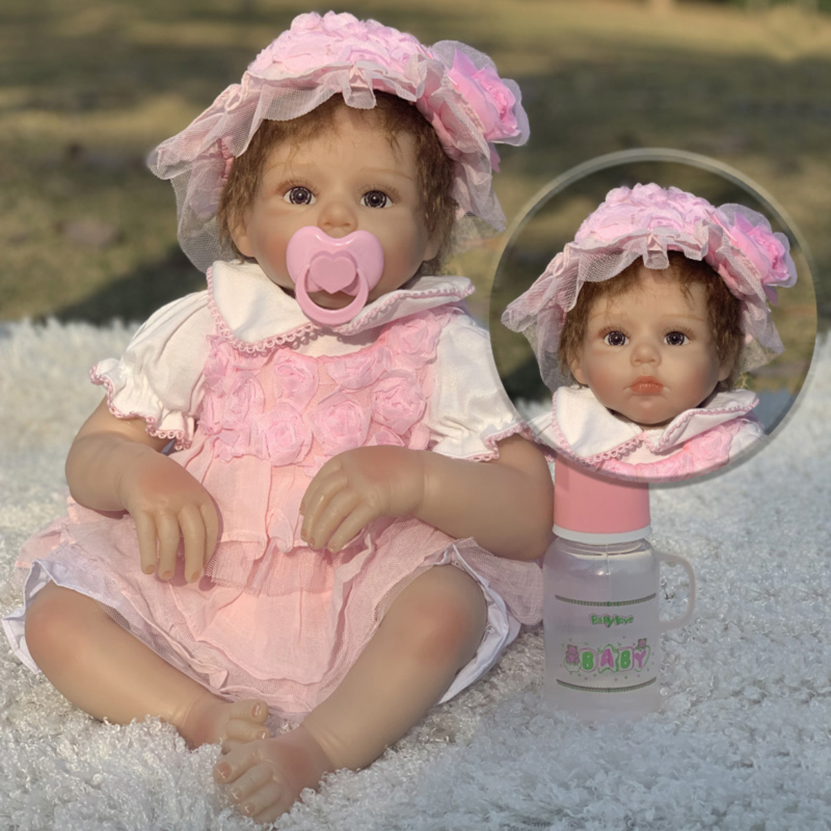 Kуклы для девочек 20 인치 인형 인형 소녀 핑크 스커트 Lifelike Bebe Babies